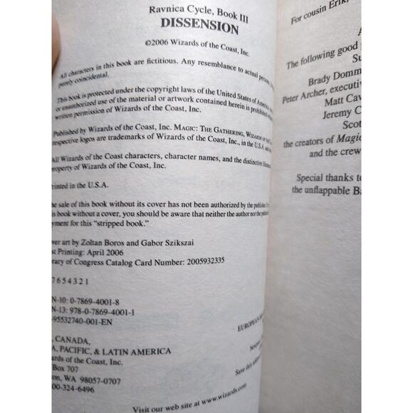 Magic The Gathering Dissension Ravnica Cycle Book 3 Paperback Novel 2006 Unused - Picture 8 of 9